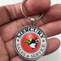 Vintage Mercury Merc Man Sales and Service Sign 1.2" Diameter Keychain