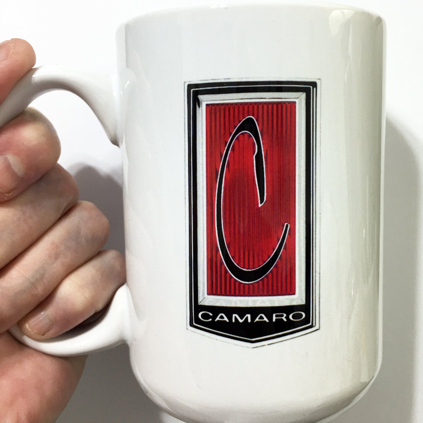 Vintage Camaro Chrome Emblem Badge LARGE 15 oz. Ceramic Mug