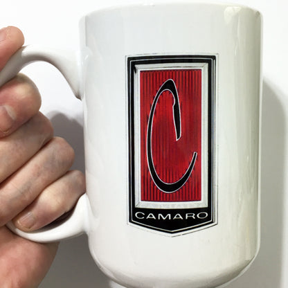 Vintage Camaro Chrome Emblem Badge LARGE 15 oz. Ceramic Mug