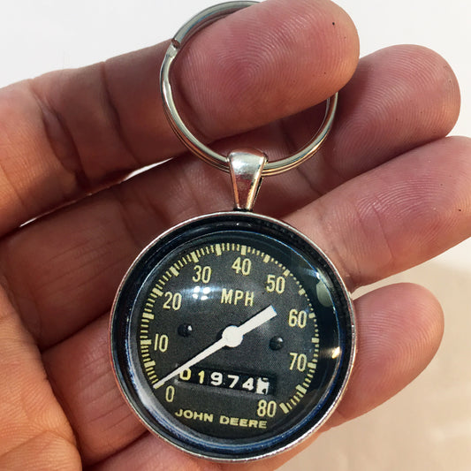 Vintage John Deere Snowmobile 80 MPH Speedometer Gauge 1.2" Diameter Keychain