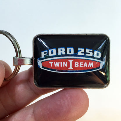 Vintage Ford F250 Twin I Beam Truck Fender Emblem 1" x 1.25" Diameter Keychain