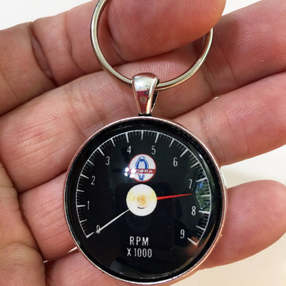 Ford Mustang Shelby Cobra 9K RPM Tachometer 1.2" Keychain