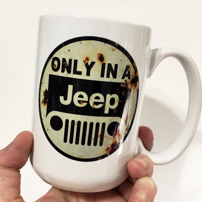Distressed Jeep Sign Large 15 oz. Mug