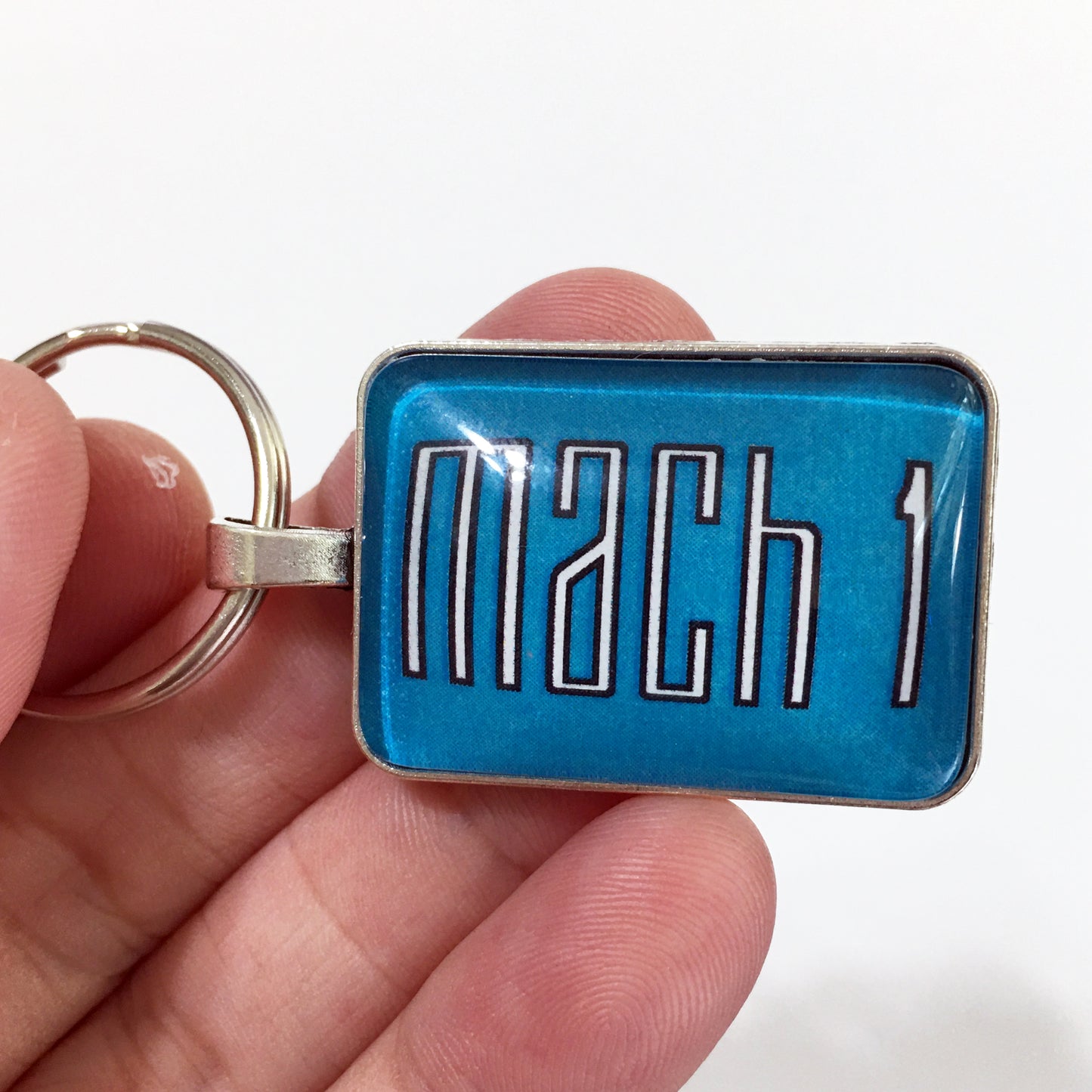 Ford Mustang Aqua Mach 1 Fender Emblem Decal 1 x 1.25 Keychain
