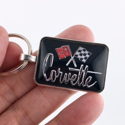 Vintage 1960's Chevrolet Corvette C2 Stingray Emblem Badge Logo 1" x 1.25" Keychain