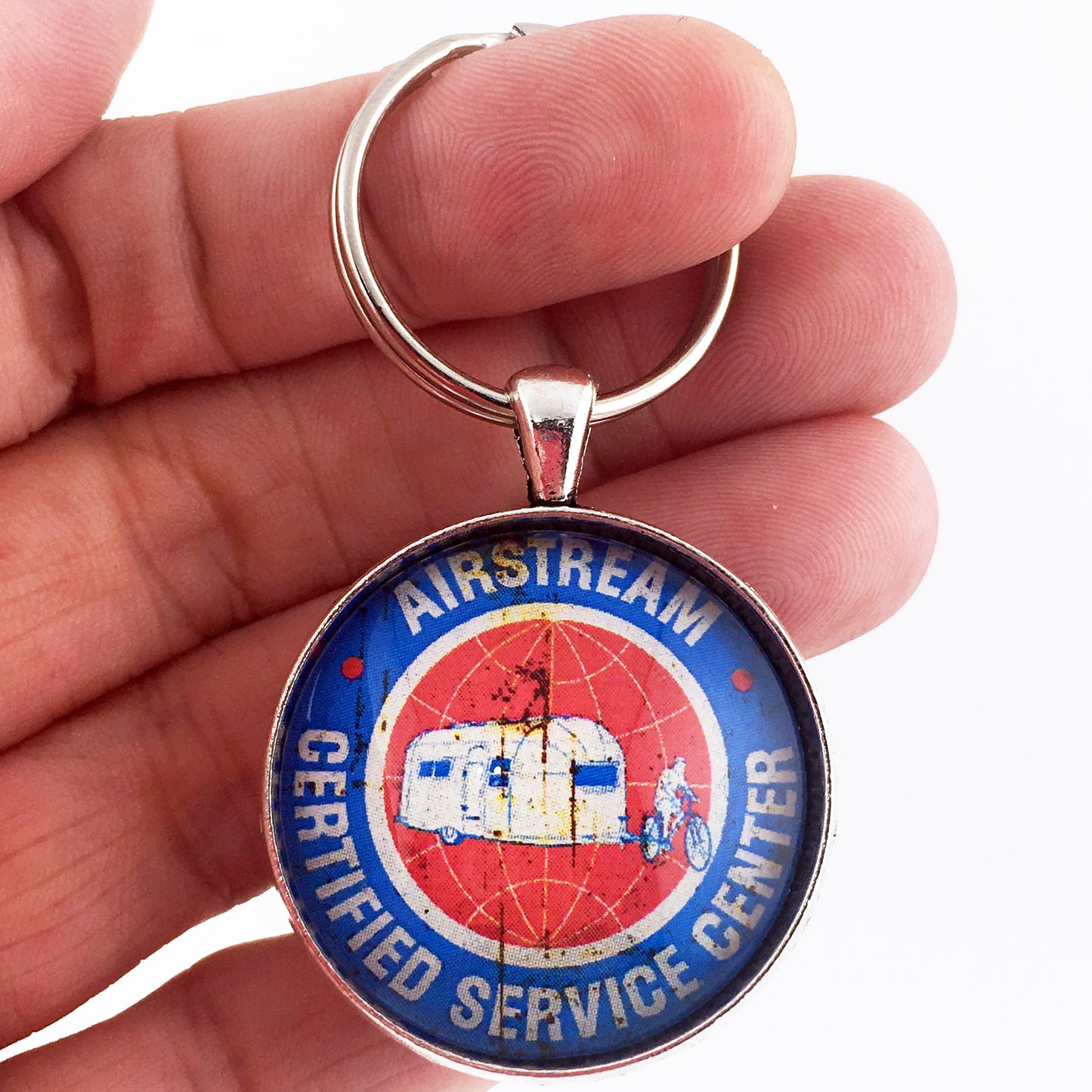 Vintage Airstream Certified Service Center Emblem Badge Ornament Logo 1.2" Diameter Keychain