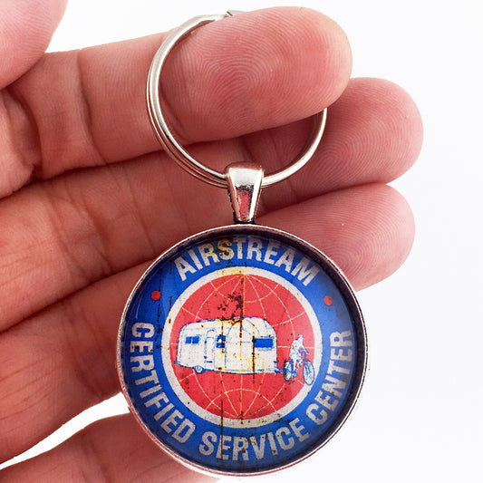 Vintage Airstream Certified Service Center Emblem Badge Ornament Logo 1.2" Diameter Keychain