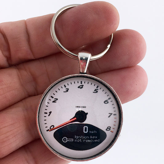 Vintage Porsche 987 Boxster 8K Tachometer Gauge 1.2" Diameter Keychain