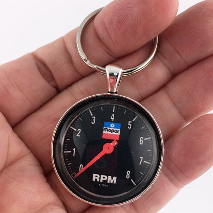 Vintage Mopar 8K RPM Tachometer Gauge 1.2" Diameter Keychain