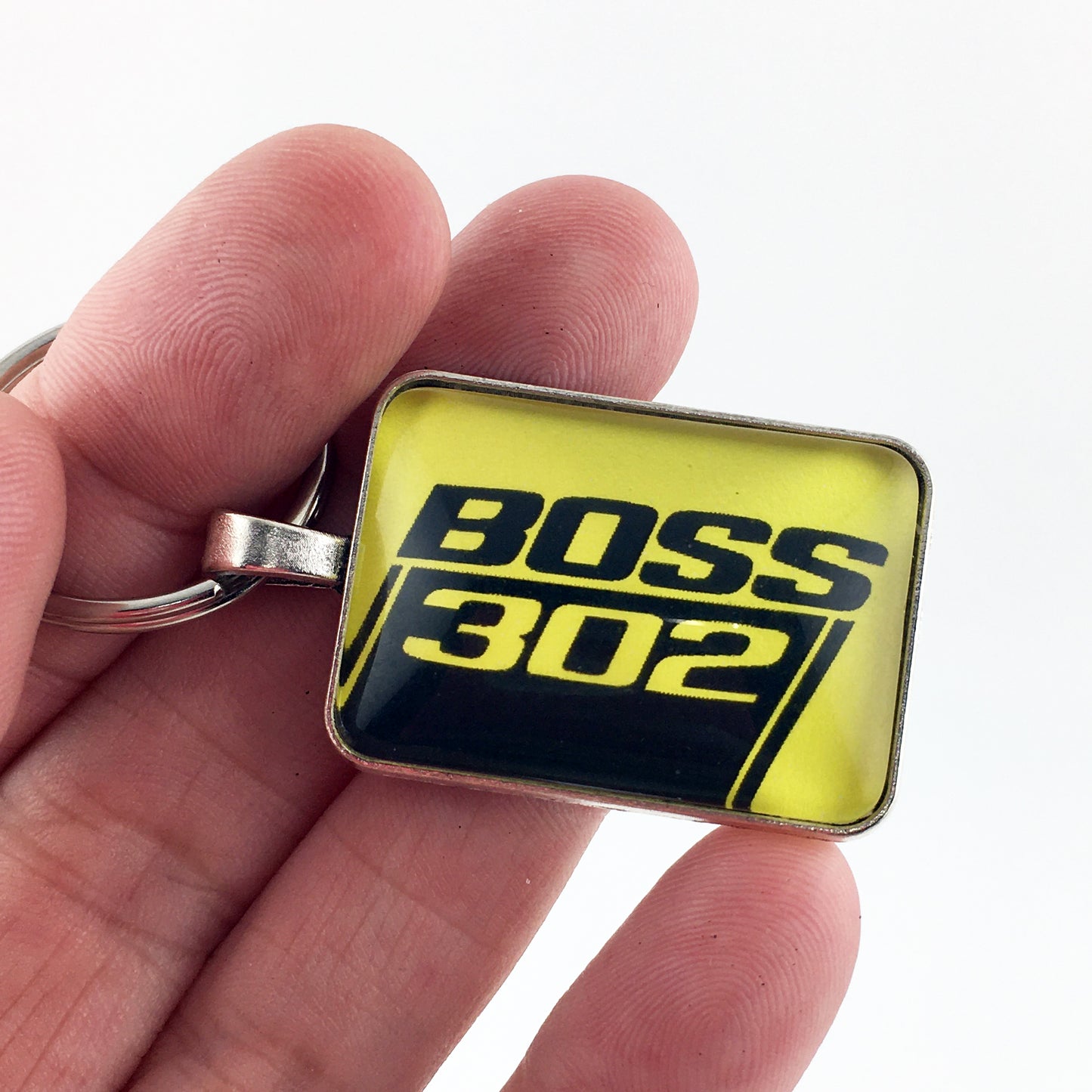 Ford Mustang Boss 302 Yellow 1" x 1.25" Keychain