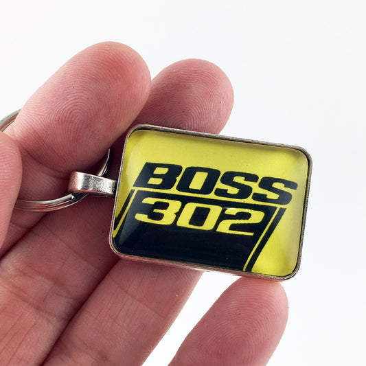 Ford Mustang Boss 302 Yellow 1" x 1.25" Keychain