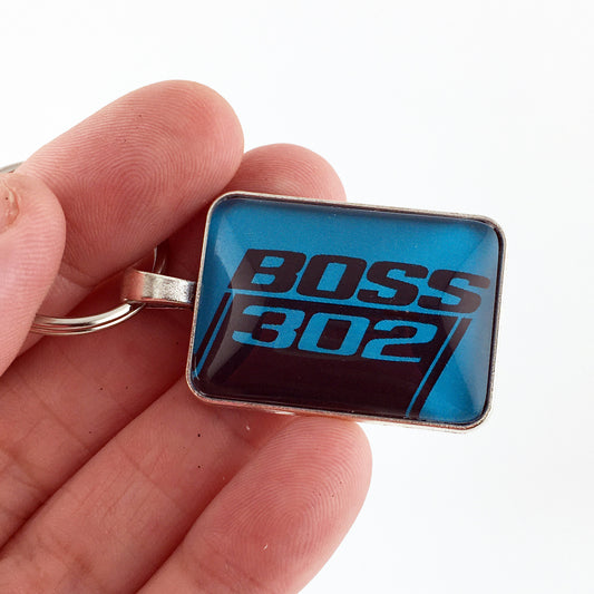 Ford Mustang Boss 302 Blue 1" x 1.25" Keychain