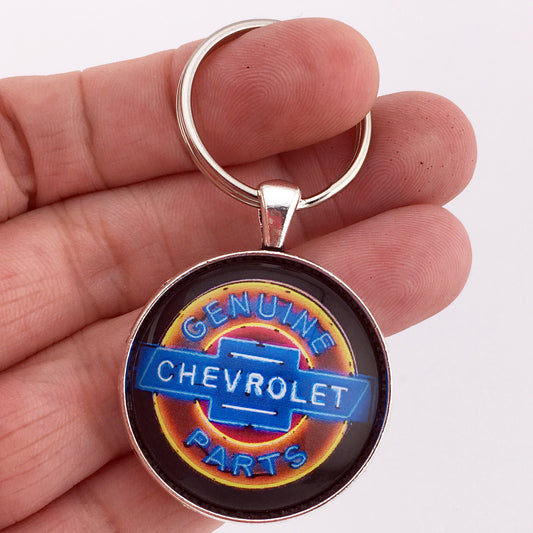 Vintage We Used Genuine Chevrolet Neon Parts Sign 1.2" Diameter Keychain