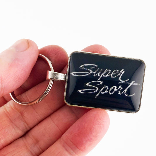Vintage Chevelle Super Sport Script Chrome Badge Emblem 1.2" Diameter Keychain