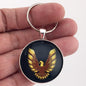Vintage 2nd Gen Firebird Gold and Brown Hood Decal 1.2" Diameter Keychain