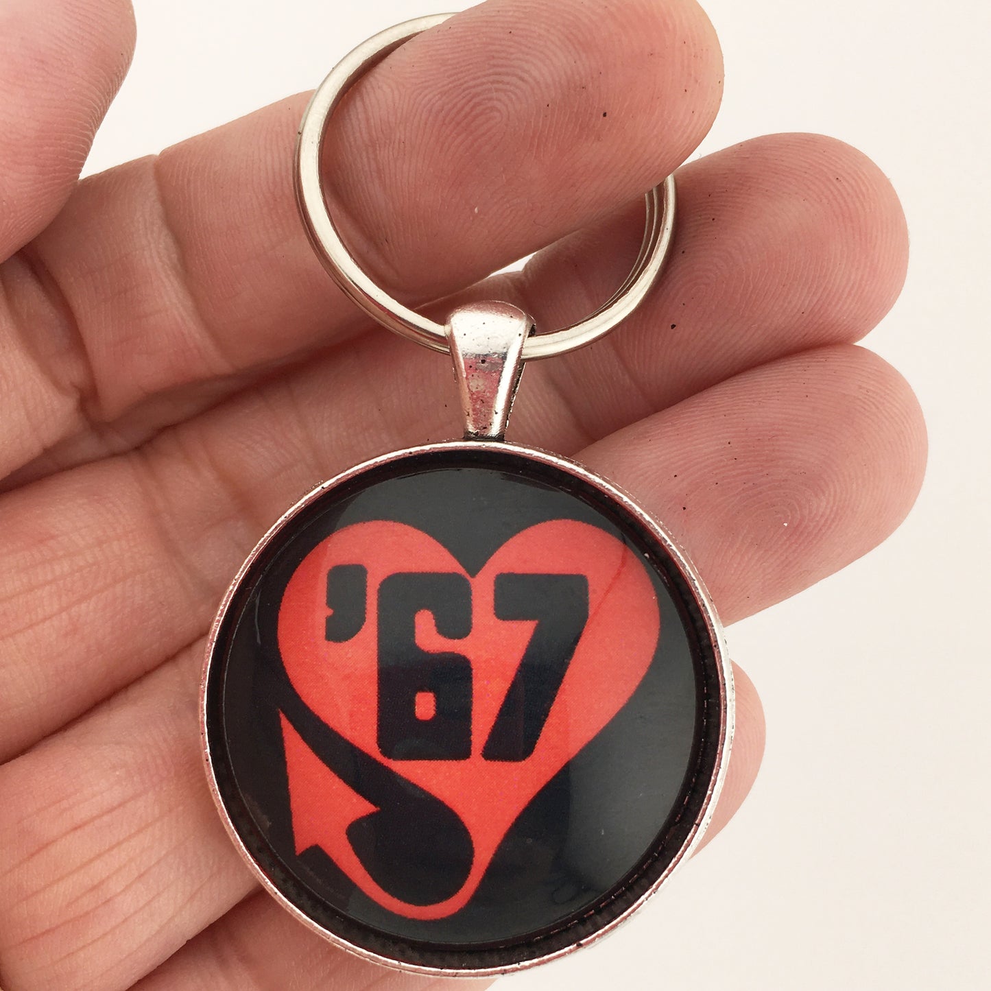 Vintage 67' Plymouth Heart Devil Trail Emblem Badge Ornament Logo 1.2" Diameter Keychain