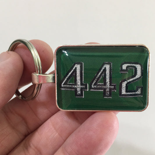 Vintage Oldsmobile 442 Cutlass Supreme Green Grille Emblem 1" x 1.25" Diameter Keychain