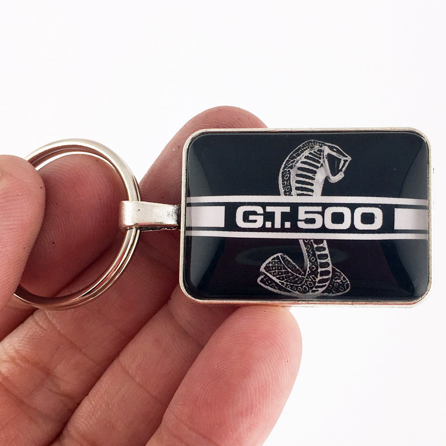 Ford Mustang Black GT 500 Rocker Emblem Decal 1 x 1.25 Keychain