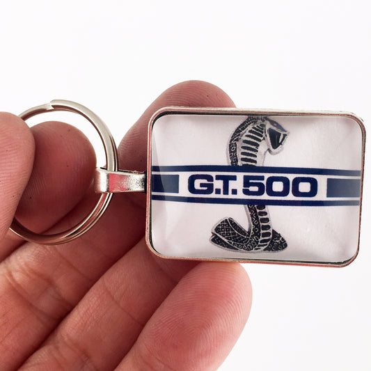 Ford Mustang White GT 500 Rocker Emblem Decal 1 x 1.25 Keychain