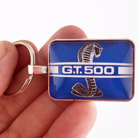 Ford Mustang Blue GT 500 Rocker Emblem Decal 1 x 1.25 Keychain