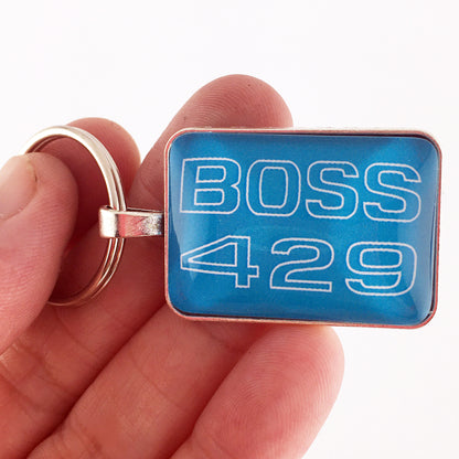 Ford Mustang Blue BOSS 429 Fender Decal 1 x 1.25 Keychain