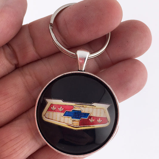 Vintage Chevrolet Gold Black Bel Air Emblem 1.2" Keychain