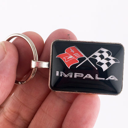 Vintage Chevy Impala Chrome Emblem Badge 1" x 1.25" Keychain