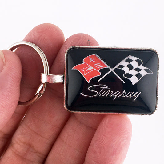 Vintage 1960's Chevrolet Corvette C2 Stingray Emblem Badge Logo 1" x 1.25" Keychain