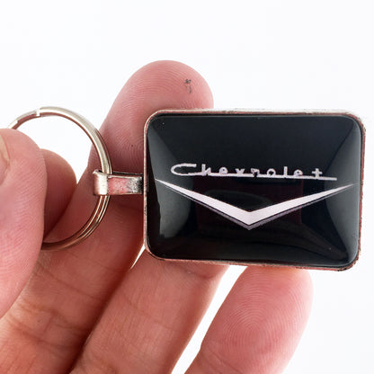 Vintage Chevrolet Black Chrome Bel Air Trunk Emblem 1" x 1.25" Keychain