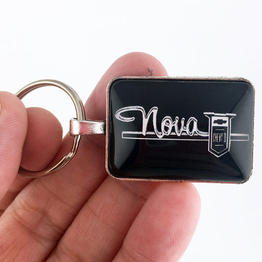 Vintage Chevy Nova II chrome Badge Emblem 1 x 1.25" Diameter Keychain