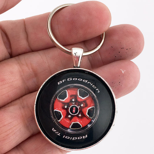 Vintage Oldsmobile Cutlass Supreme Rallye Wheel Red 1.2" Diameter Keychain