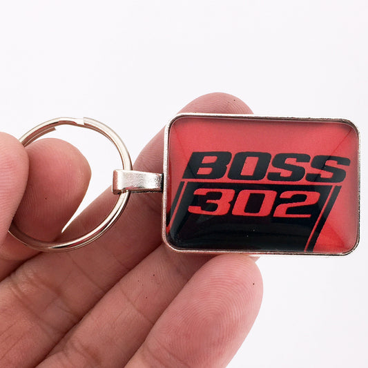 Ford Mustang Boss 302 Red  1" x 1.25" Keychain