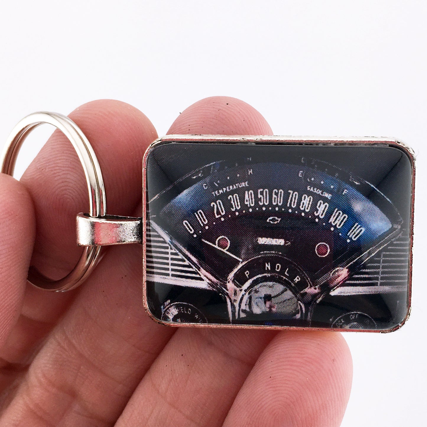 Vintage Chevrolet Bel Air 210 110 MPH Speedometer 1" x 1.25" Keychain