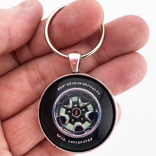 Vintage Oldsmobile Cutlass Supreme Rallye Wheel Light Green 1.2" Diameter Keychain