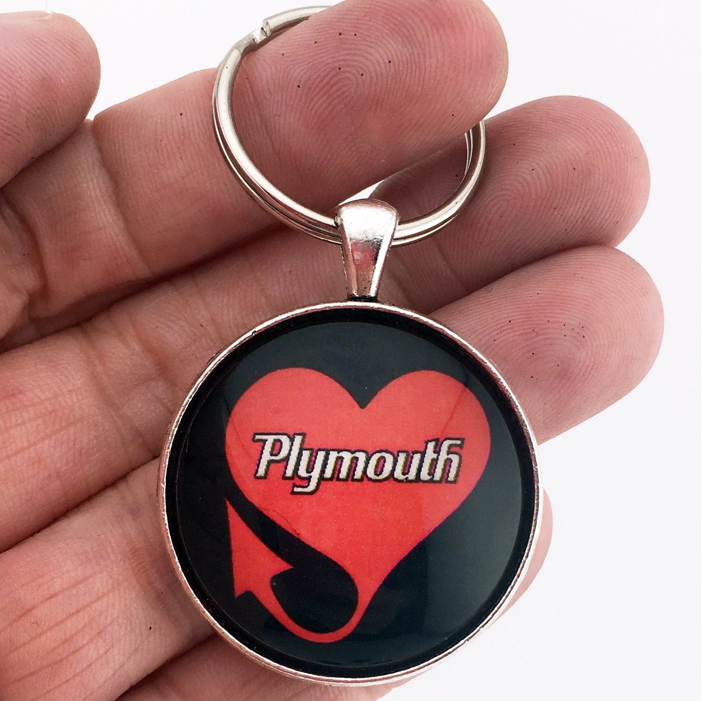 Vintage Plymouth Heart Devil Trail Emblem Badge Ornament Logo 1.2" Diameter Keychain