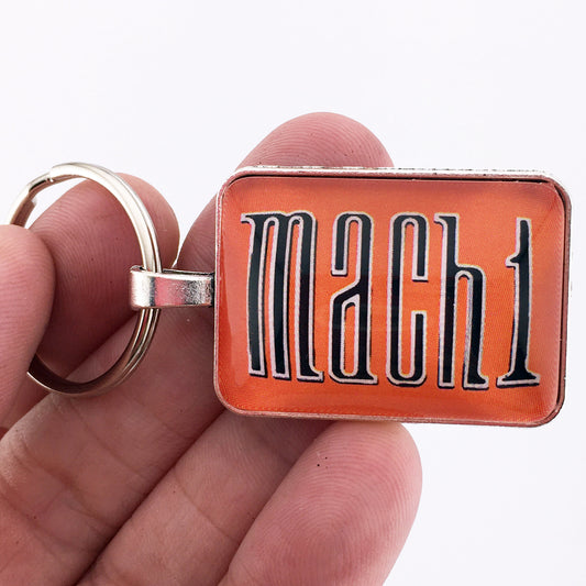 Ford Mustang Orange Mach 1 Fender Emblem Decal 1 x 1.25 Keychain