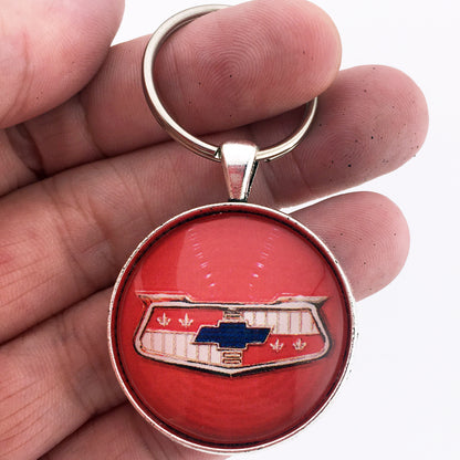 Vintage Chevrolet Bel Air Red Wheel Center Cap Emblem 1.2" Keychain