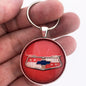 Vintage Chevrolet Bel Air Red Wheel Center Cap Emblem 1.2" Keychain