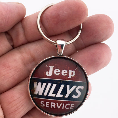 Vintage Willys Jeep Service Sign 1953-1963  1.2" Keychain