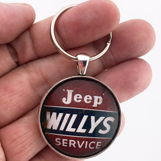 Vintage Willys Jeep Service Sign 1953-1963  1.2" Keychain