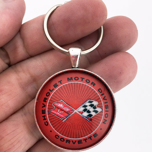 Vintage Chevrolet C3 Corvette Motor Division Emblem 1968-1982   1.2" Keychain