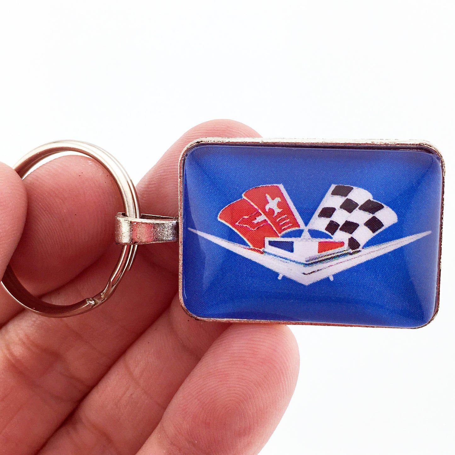 Vintage Chevy 1962-1964 Impala Chrome Emblem Badge 1" x 1.25" Keychain