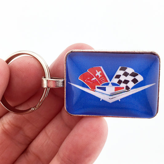 Vintage Chevy 1962-1964 Impala Chrome Emblem Badge 1" x 1.25" Keychain