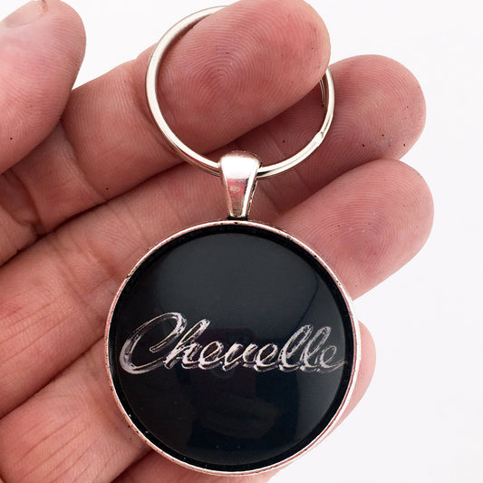 Vintage Chevy Chevelle Chrome Badge Emblem 1.2" Diameter Keychain