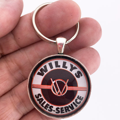Vintage Willys Jeep Sales and Service Sign 1953-1963  1.2" Keychain