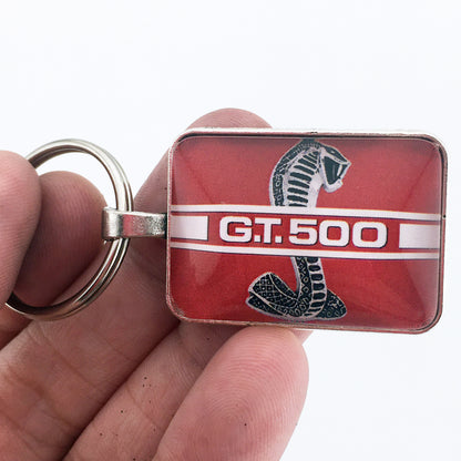 Ford Mustang Red GT 500 Rocker Emblem Decal 1 x 1.25 Keychain
