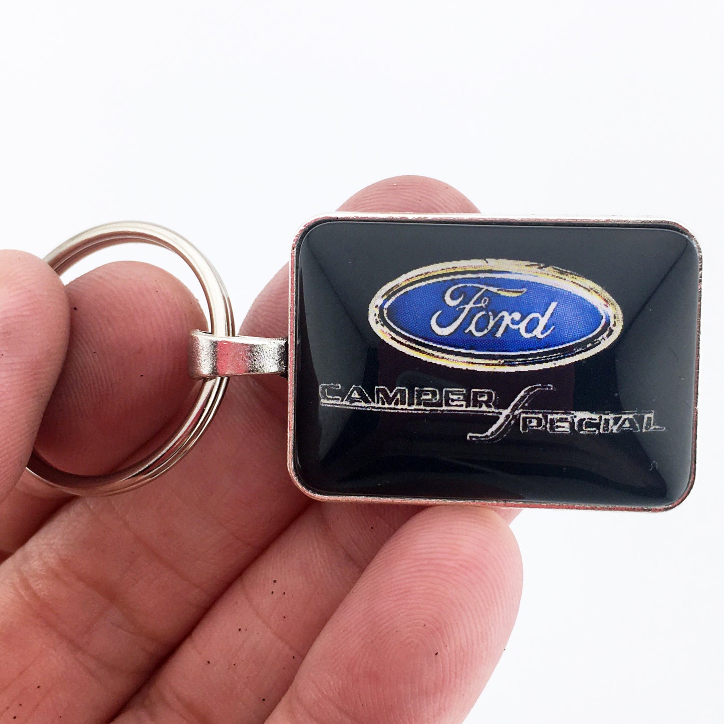 Vintage Ford Camper Special Truck Fender Emblem 1" x 1.25" Diameter Keychain