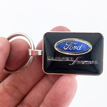 Vintage Ford Camper Special Truck Fender Emblem 1" x 1.25" Diameter Keychain