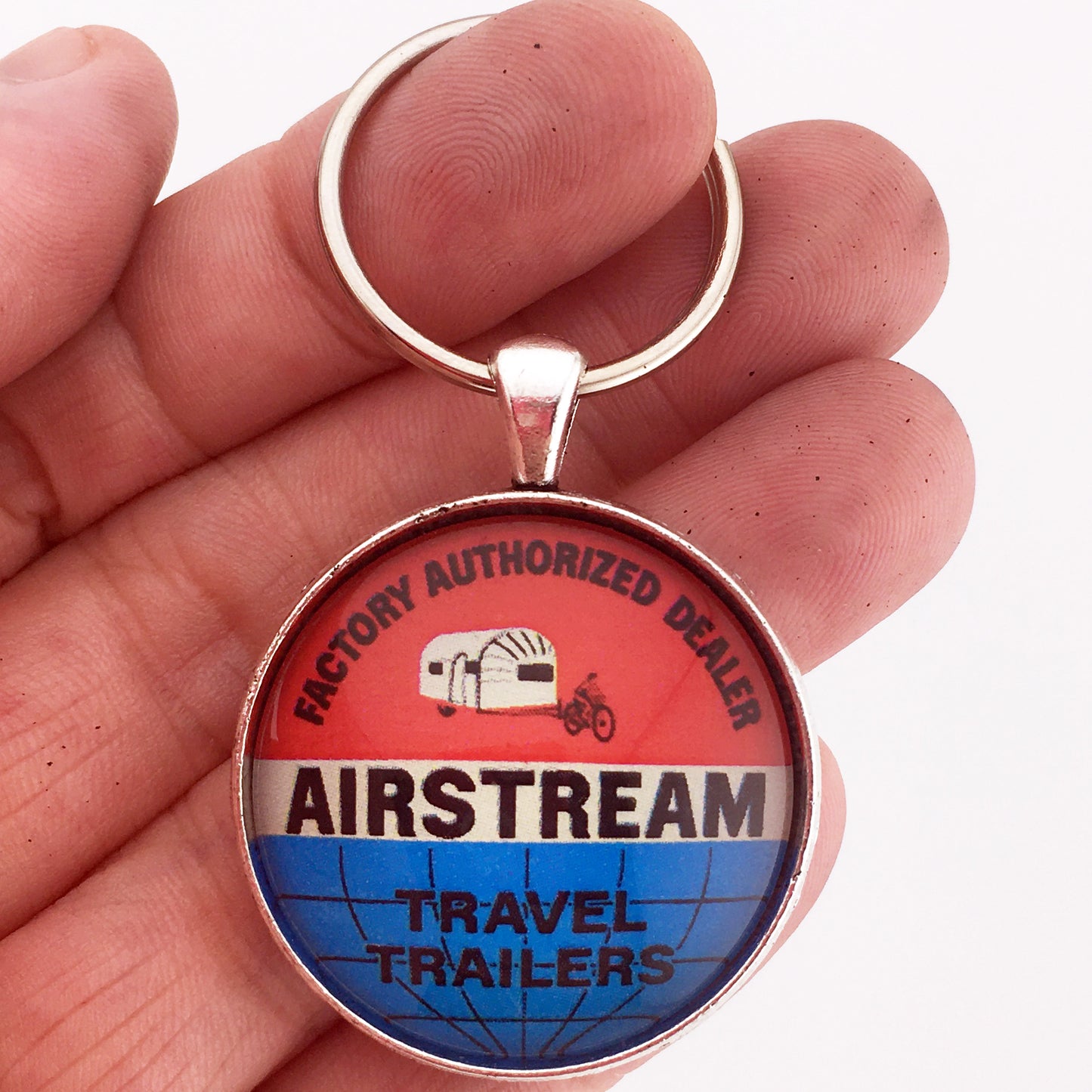 Vintage Airstream Travel Trailers Emblem Badge Ornament Logo 1.2" Diameter Keychain