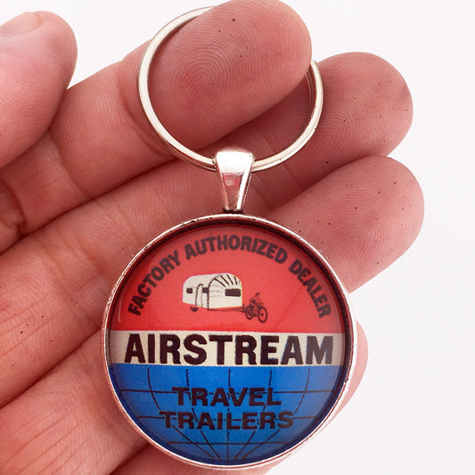 Vintage Airstream Travel Trailers Emblem Badge Ornament Logo 1.2" Diameter Keychain